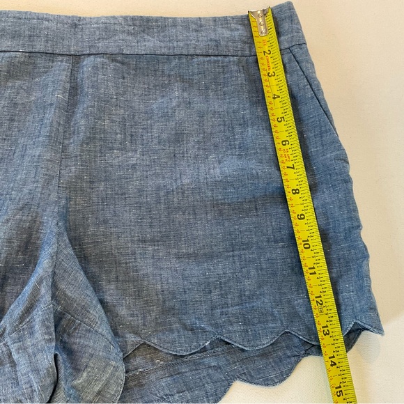 Ann Taylor Loft Women’s 12 Riviera Scallop Hem Shorts Chambray Linen Blend - Picture 12 of 12